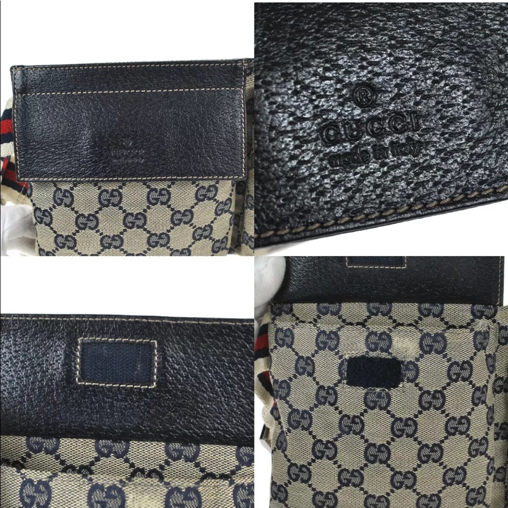 Authentic Gucci navy & grey monogram canvas waist bag fanny pack bum bag - Picture 7 of 14